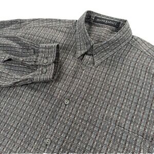 Vintage Jhane Barnes Shirt Mens Large Brown Geometric Textured Button Down